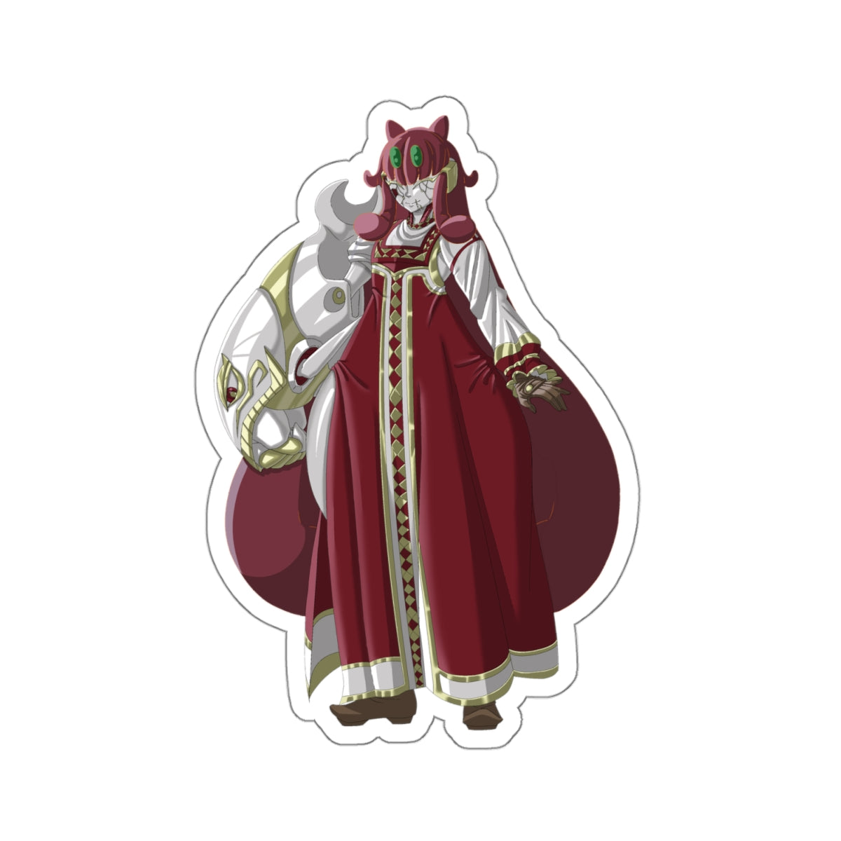 Kiss-Cut Thicc Robot Girl Carmine Stickers (Clothed Hair Version)