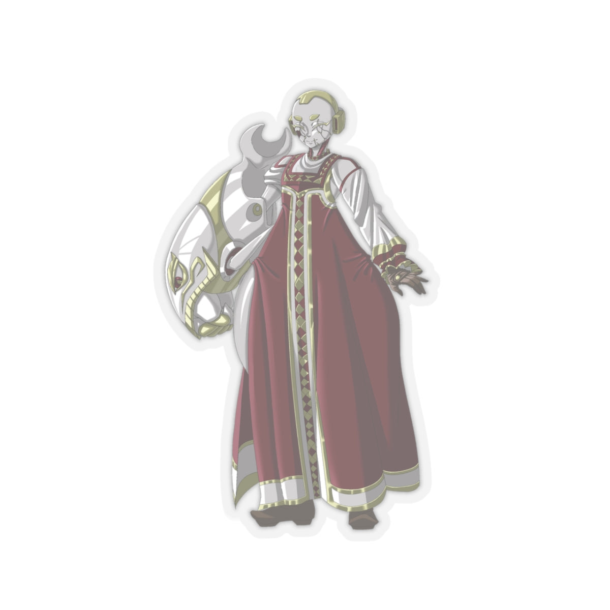 Kiss-Cut Thicc Robot Girl Carmine Stickers (Clothed Version)