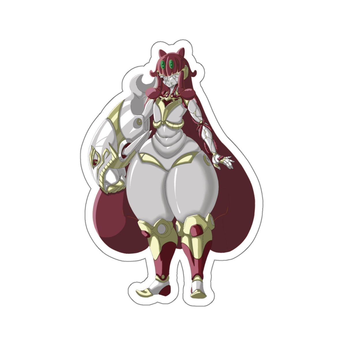Kiss-Cut Thicc Robot Girl Carmine Stickers (Hair Version)