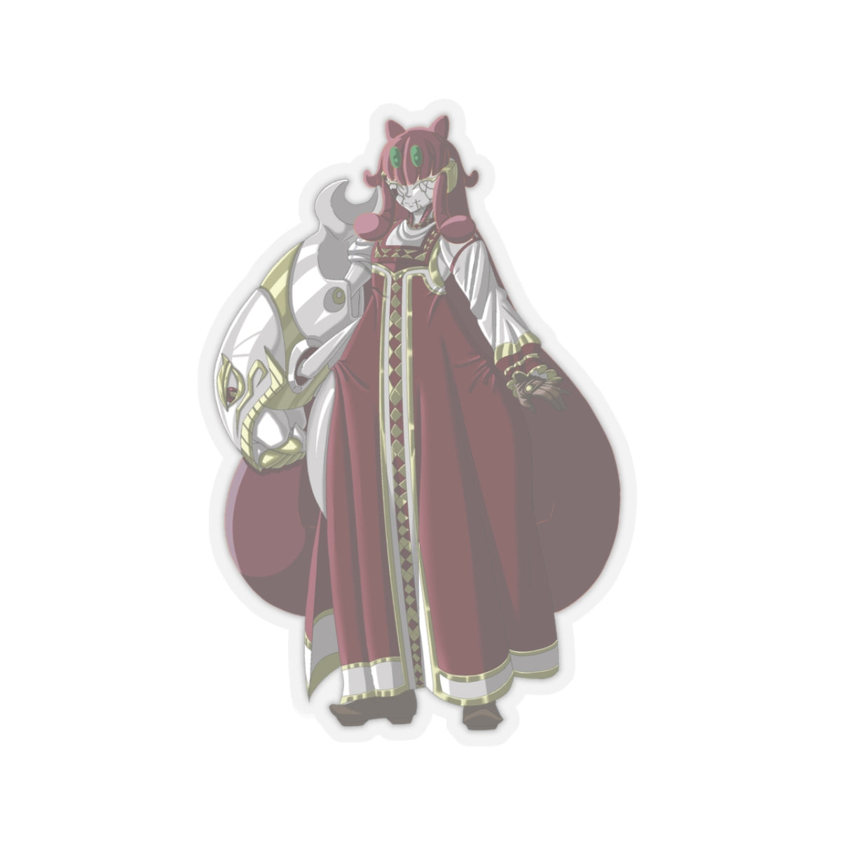 Kiss-Cut Thicc Robot Girl Carmine Stickers (Clothed Hair Version)
